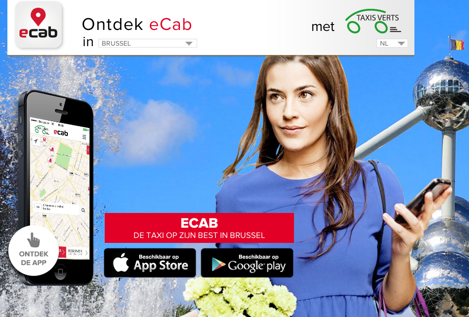 E-cab, app, taxi, Brussel, Parijs