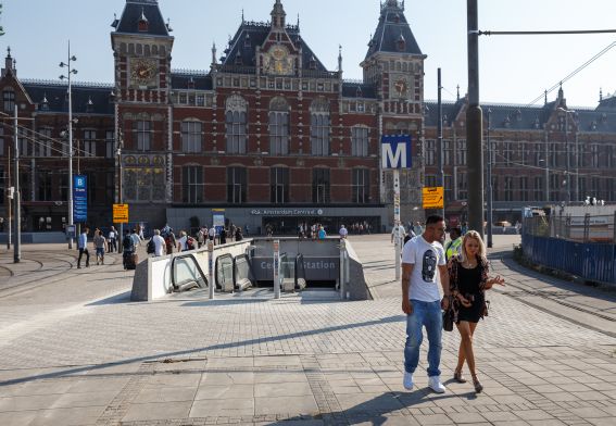 Ingang, metro, Centraal Station, Amsterdam