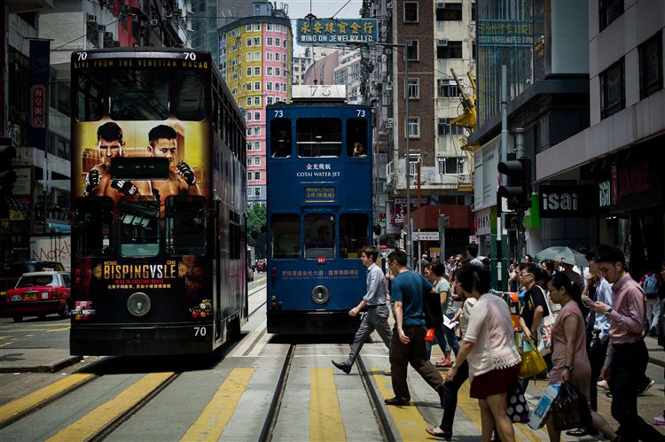Tramlijn in Hongkong, China