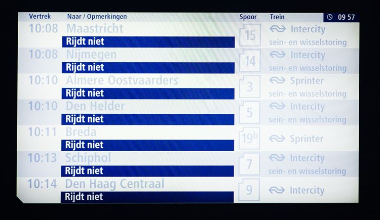 Storing, NS, geen treinen, Utrecht
