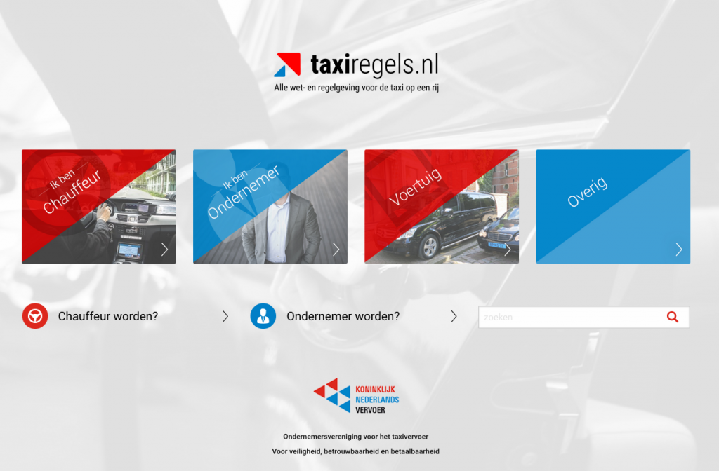 Taxiregels.nl, website KNV